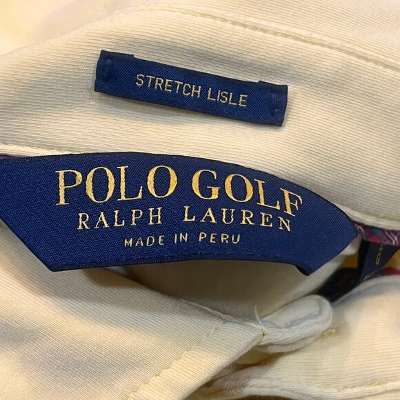 Polo Golf Ralph Lauren Men's Large Stretch Lisle Short Sleeve Shirt Yellow - Picture 4 of 7